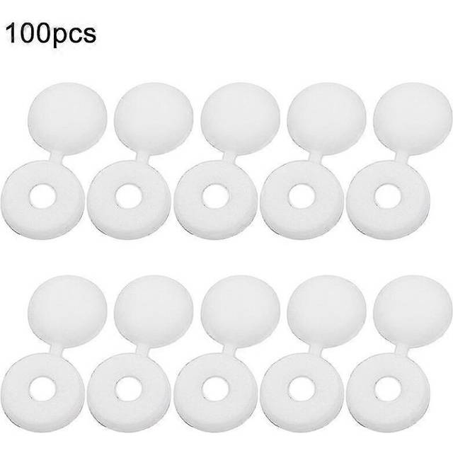 (White, One size) 100Pcs/Pack Hinged Screw Cover Folding Plastic Screw Snap Covers Self-Tapping Screws Caps