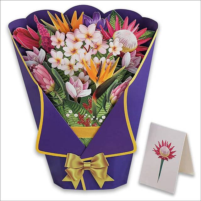 Flowers Bouquet Pop-Up Cards 3D Paper Flowers Bouquet with Note Card and Envelope 'S Day Greeting Card Style E