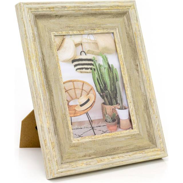 5x7 Antique Style White Washed Photo Frame | Wall Mounted Single Aperture 6x4 Picture Frame | Freestanding Picture Frame Tabletop Photo Frame