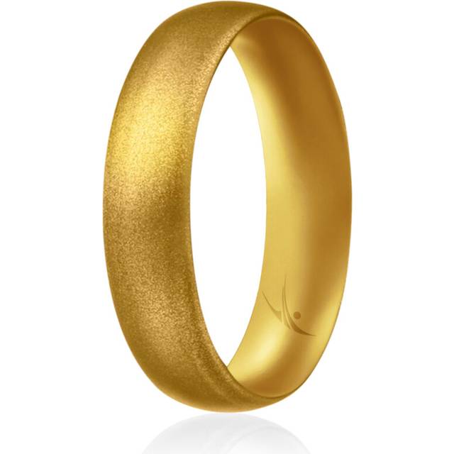 Silicone Wedding Ring - Dome Style Thin Comfort Fit - Gold by ROQ for