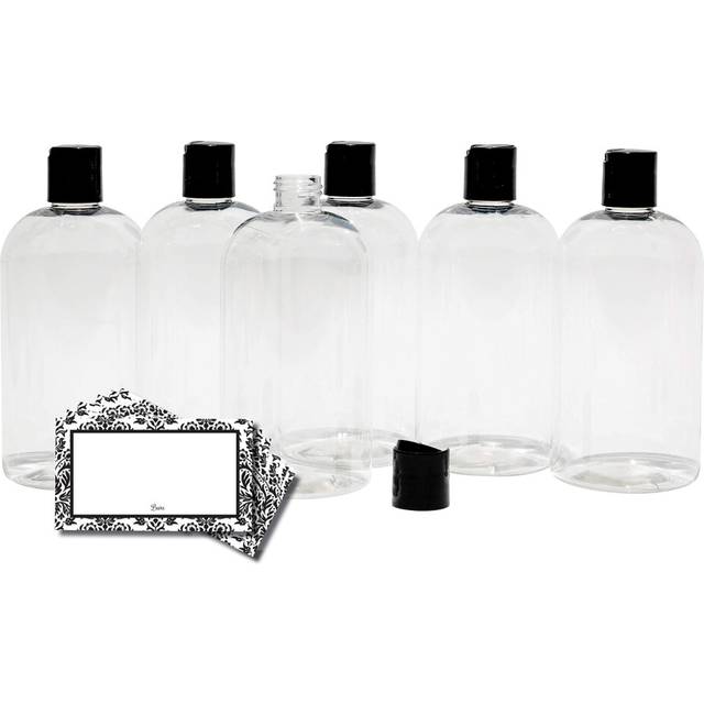 Baire Bottles 8 oz Empty Refillable Plastic Bottles with Squeeze Top  Hand-Press Lids - Hand Soap  Shower  Lotion  Homeopathy  Travel  6 Pack PET  BPA