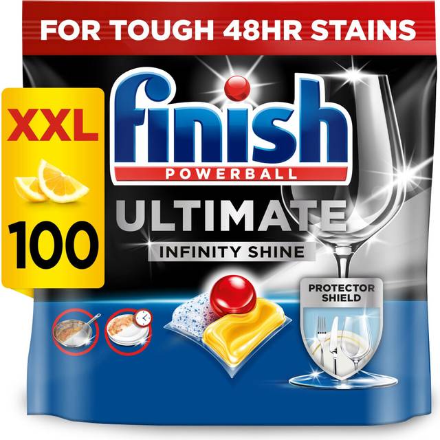Finish Ultimate Infinity Shine Dishwasher Tablets bulk | Scent : Lemon | Size: 100 Dishwasher Tabs |Ultimate Clean and Shine