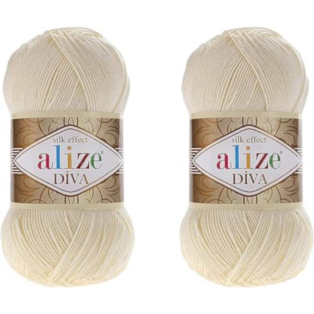 Alize Diva Yarn Hand Knitting Yarn 100% Microfiber Acrylic Yarn Alize Diva Silk Effect Thread Crochet Art Lace Craft Lot of 2 skeins 200gr 767 yds (38
