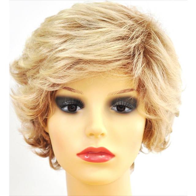 UK Ladies Short Light and Ash Blonde Mix Lifting Fashion Wig with Rolling Curls