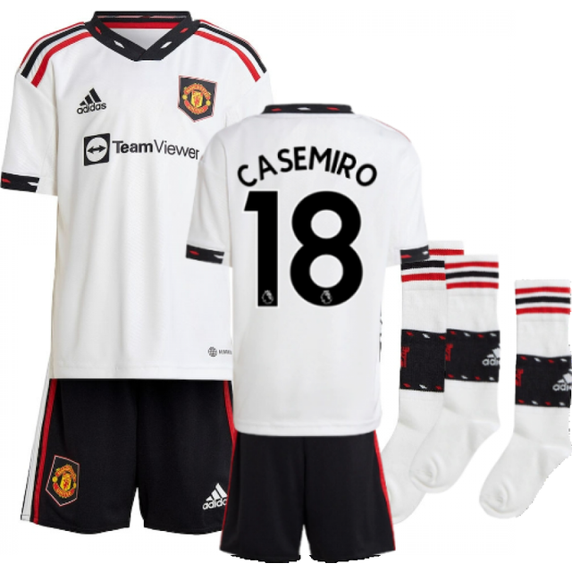 '22-'23 Man Utd Away Mini Kit (CASEMIRO 18) Kids White 18-24 Mo Polyester Manchester United Made By: Adidas