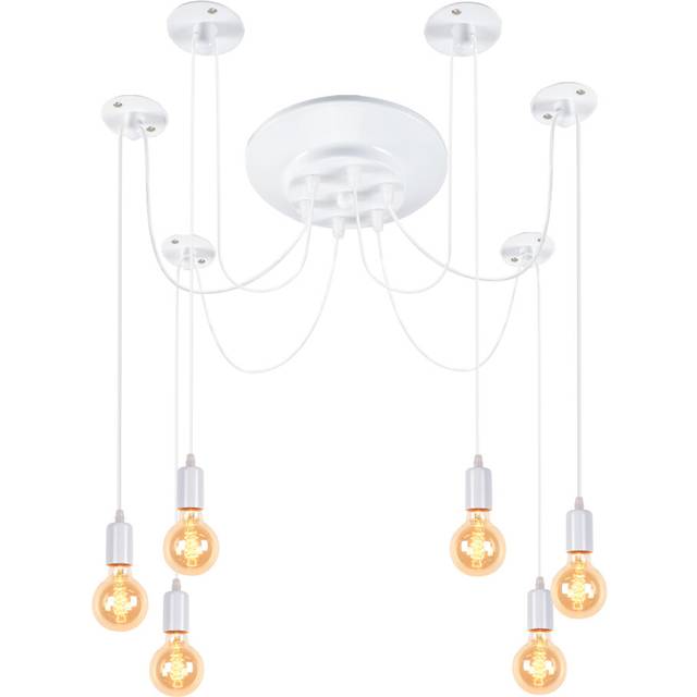 Industrial Pendant Lights White Classic Edison Ceiling Light 6 Heads Vintage Ceiling Lights E27 Retro Antique Chandelier