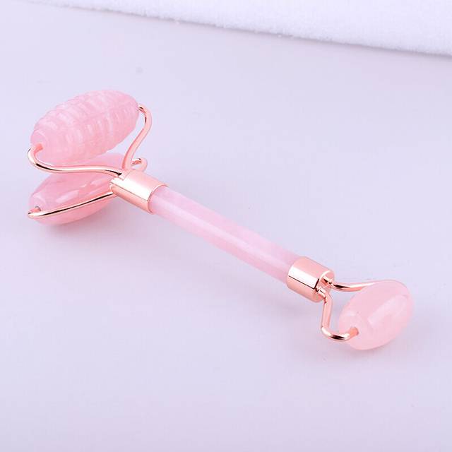 The New Sawtooth Double Big Roller Face Massage Tool Natural Rose Quartz Body Eye Neck Healing Stone Health Care Beauty Massager