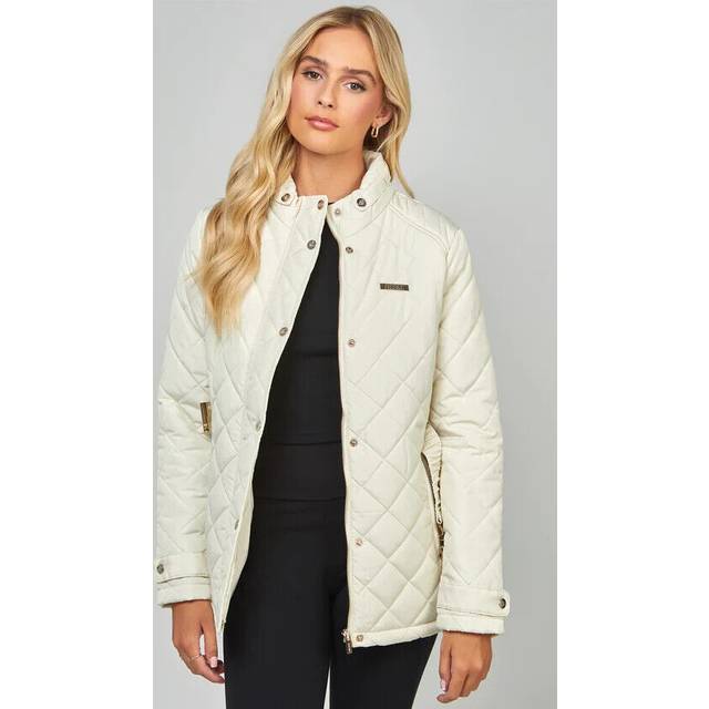 Siksilk women's cream belted quilted jacket uk6 xxs