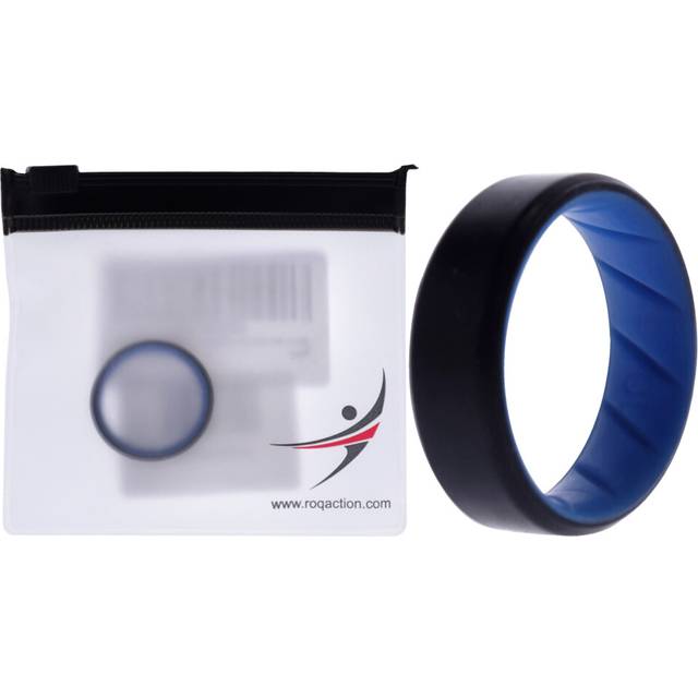 Silicone Wedding BR 8mm Edge Ring - Light-Blue-Black by ROQ for Men -