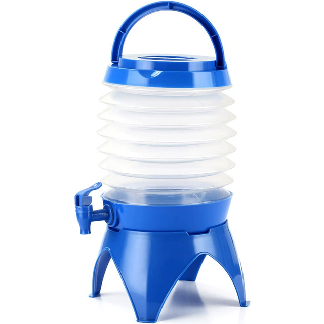 5.5L Collapsible Beverage Dispenser Water Jug with Stand Blue