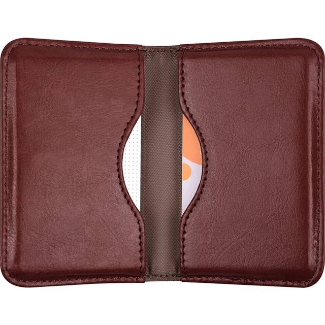 Business Card Holder  Wisdompro 2-Sided PU Leather Folio Pocket Slim Name Card Wallet Case with Magnetic Shut for Men and Women - Brown