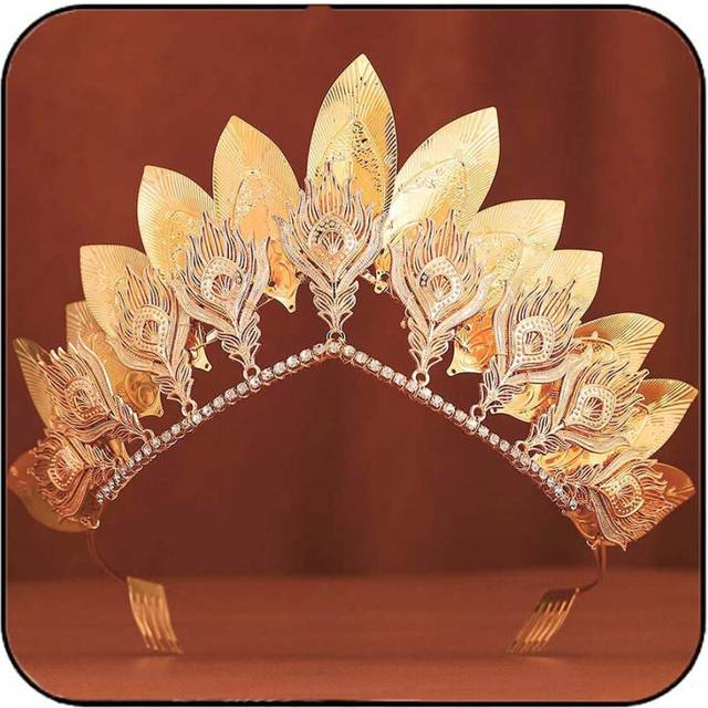 Gortin Gold Leaf Crown Wedding Headband Goddess Halo Crown and Tiara Bridal Princess Headpiece Costume Headwear Hair Accessories for Women