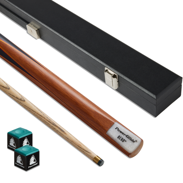 (Aero) Powerglide Beginner's Cue Set Target Billiard Cue Stick, Case & Chalk Set