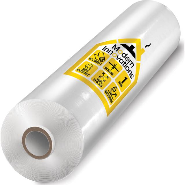 Modern Innovations 15 Inch Clear Stretch Wrap Replacement Roll (1 Refill Roll 1000 Feet) No Handle  Shrink Wrap for Moving  Packing Supplies for Wrapp