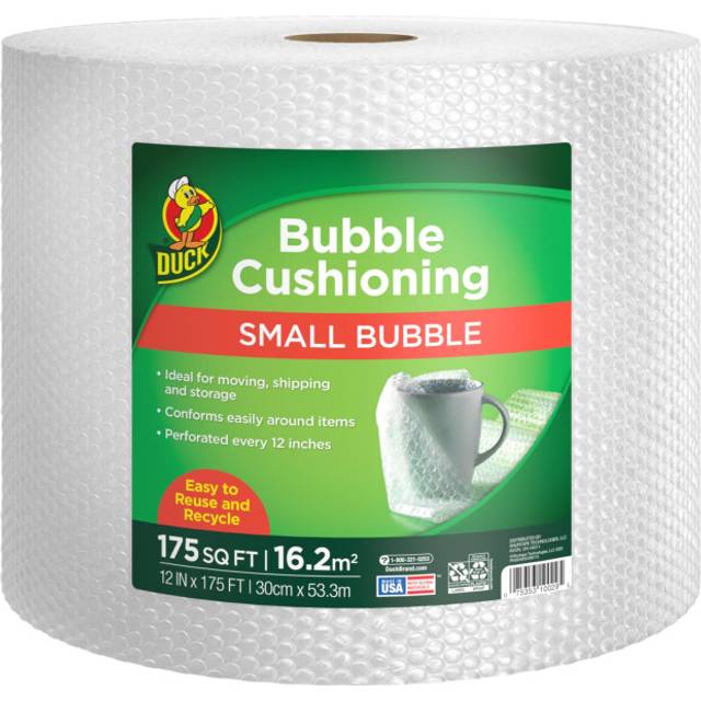 Duck Brand Small Bubble Cushioning Wrap for Moving & Shipping - 175 FT Bubble Packing Wrap for Extra Protection Packaging Boxes & Mailers - Clear Bubb