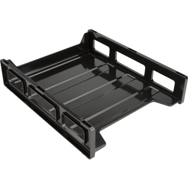 Business Source FrontLoad Stackable Letter Tray  Black  Plastic  Rectangular  62884