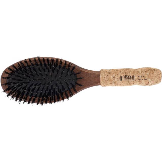 Ibiza Hair Professional Oval Flat Brush (OC4) with Reinforced Boar & Nylon Bristles & Cork Handle  Create Shiny Smooth Hair  For Short  Medium or Long