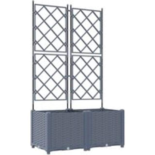 vidaXL Garden Planter with Trellis 2 pcs Light Grey 80x40x143 cm