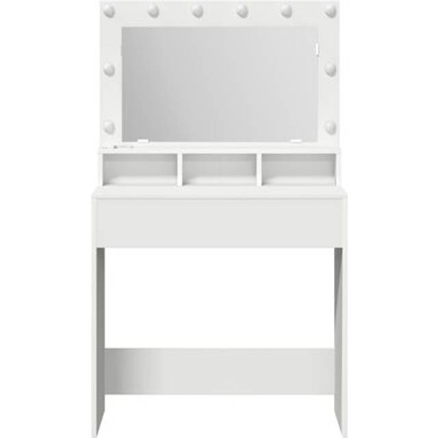 Sminkbord med LED-lampor Vit 79x41x135 cm