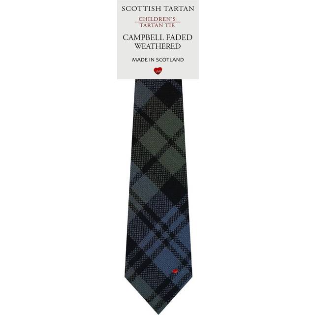 Boys All Wool Tie Woven And Made in Scotland in Campbell Faded Weathered Tartan