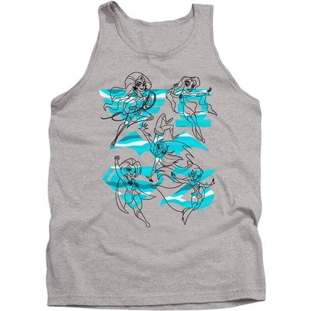 Trevco Sportswear DCSHG108B-TK-4 DC Superhero Girls Line Art Group Adult Tank Top, Athletic Heather - Extra Large