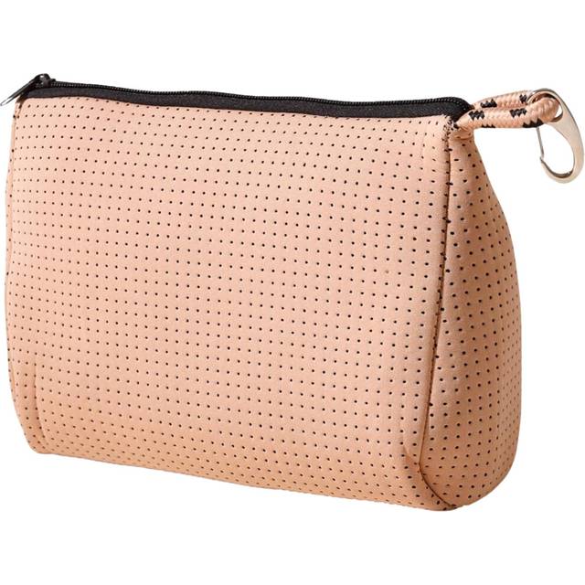 POPUPS Large Makeup Bag with Zipper  Tan - Waterproof Neoprene Cosmetic Bag 7.7 x 10.75 x 5 inches