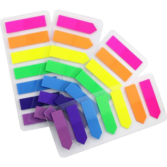 4 Sets 0.5x1.8 Flags Tabs Neon Page Markers 7 Bright Color Sticky Index Tabs Neon Note Tabs Page Flags 560 Pcs