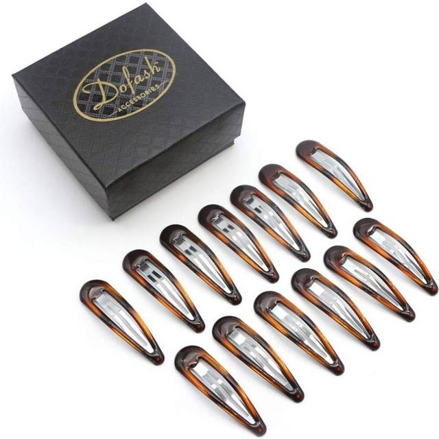 Dofash 5CM/2IN Epoxy Snap Hair Clips Tortoise Metal Hair Clips Hair Barrettes Hair Grips Hair Accessories for Women 12PCS(Epoxy Tortie)