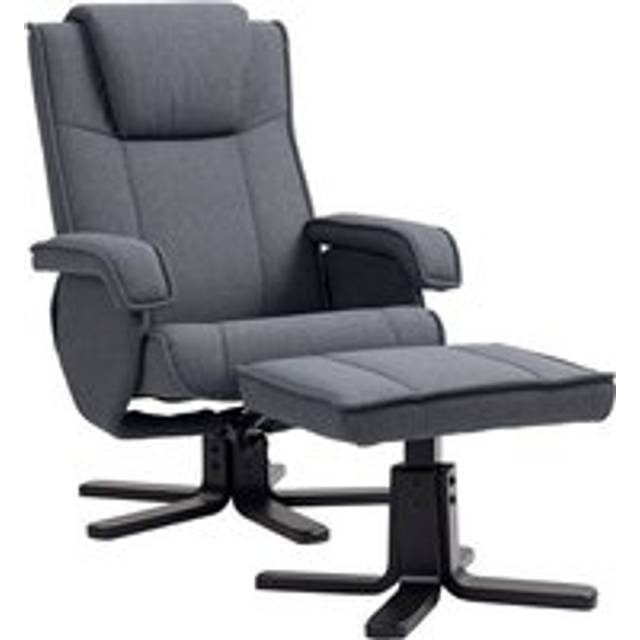 HOMCOM Rocker Swivel Recliner Chair with Footstool, Linen Upholstered