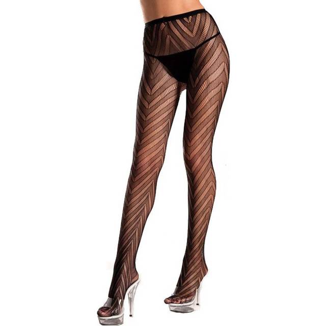 Be Wicked Women's Chevron Pattern Pantyhose  Black  One Size