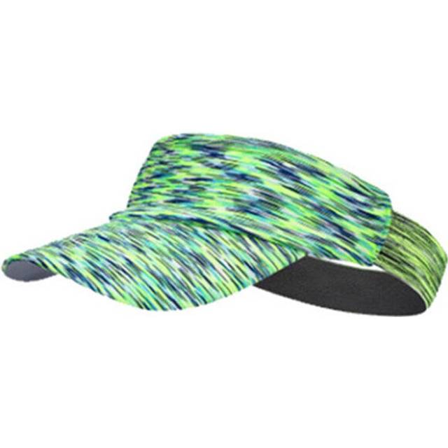 (Green) Unisex Outdoor Running Cycling Visor Cap Multicolored Striped Headband