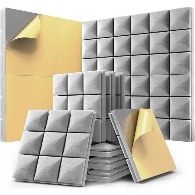 12 Pack Sound Proof Foam Panels with Self-Adhesive, 12 x 12 x 2 Inches Acoustic Panels,Soundproof Wall Panels Gray