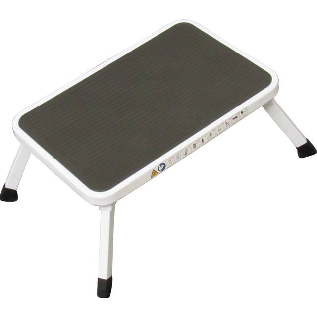 (White) Single Folding Step Stool (Non Slip Platform)