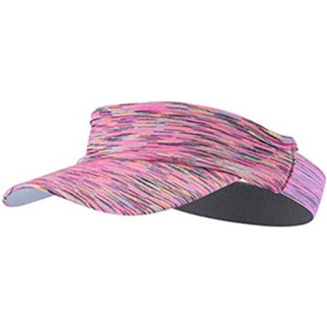 (Pink) Unisex Outdoor Running Cycling Visor Cap Multicolored Striped Headband