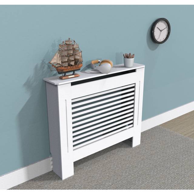 (Horizontal, Small 78 x 19 x 92cm) 92cm Tall Radiator Cover Modern Cabinet MDF Slats Wood Grill