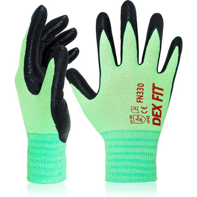 DEX FIT Nitrile Work gloves FN330  1 Pair  3D-comfort Stretchy Fit  Firm grip  Thin  Lightweight  Touch-Screen compatible  Durable  Breathable  cool