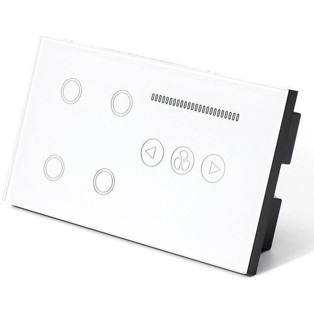 (White) Smart WIFI Switch 4 Gang WIFI Light Switch With WiFi Ceiling Fan Switch White/Black Crystal Glass Panel Work Alexa Google Home