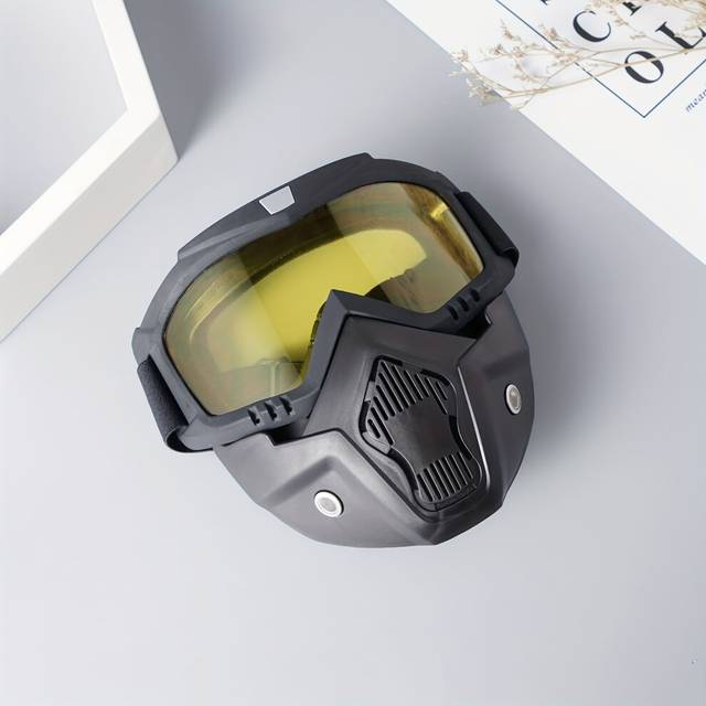 (Black Frame Yellow Mirror) Goggles Full Face Transparent Fog-proof Sand-proof Electric Welding Protective Glasses, Versatile Windproof Mask For Outdo