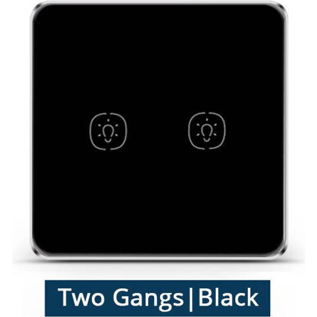 (2 Gang Black) Wireless Remote Switch Work with Tuya Hub One Two Three Gangs Touch Switches Sticker Battery Power 2MQTT deCONZ