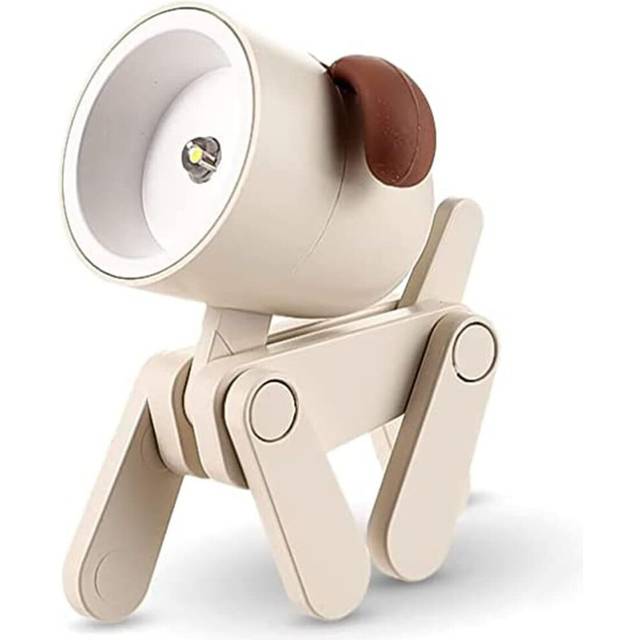 Cartoon nightlight for children,adjustable desk lamp in the shape of a cute dog,mobile phone holder with LED for office,home, study, dormitory(Beige)