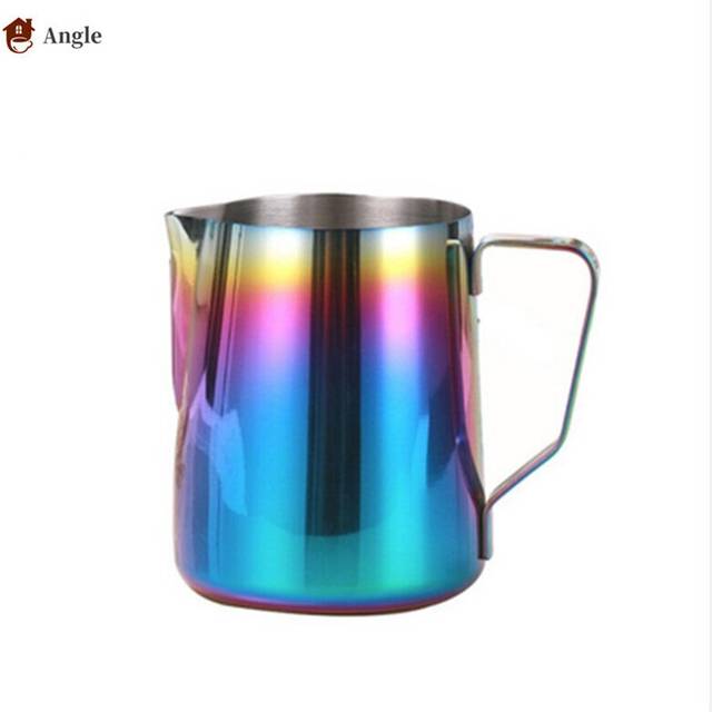 (a-Colorful 350ml) 350/600ML 304 Stainless Steel Milk Jug Frothing Pitcher Coffee Milk Frother Latte Art Milk Foam CoffeTools
