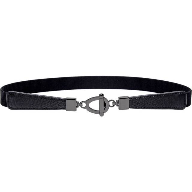 "Syuer Womens 0.8"""""""" Width Skinny Elastic Waist Belt Stretch Cinch Belt Thin Belt (S-M (26""""""""-32"""""""")  Black (Black Bunckle))"