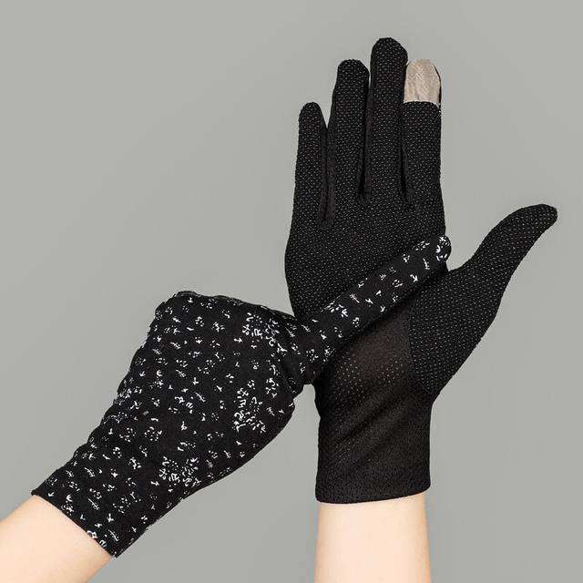 (Women, Black) Howfits Spring Summer Driving Gloves Women Touch Screen Thin Cotton Lace