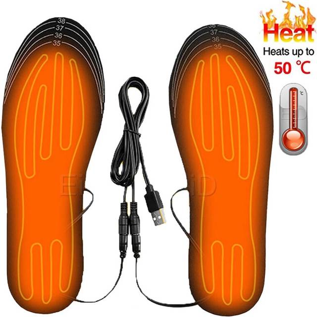 (Size L (41-46), 1 pair) USB Heated Shoe Insoles Feet Warm Sock Pad Mat Electrically Heating Insoles Washable Warm Thermal Insoles Unisex WJ014 Insole