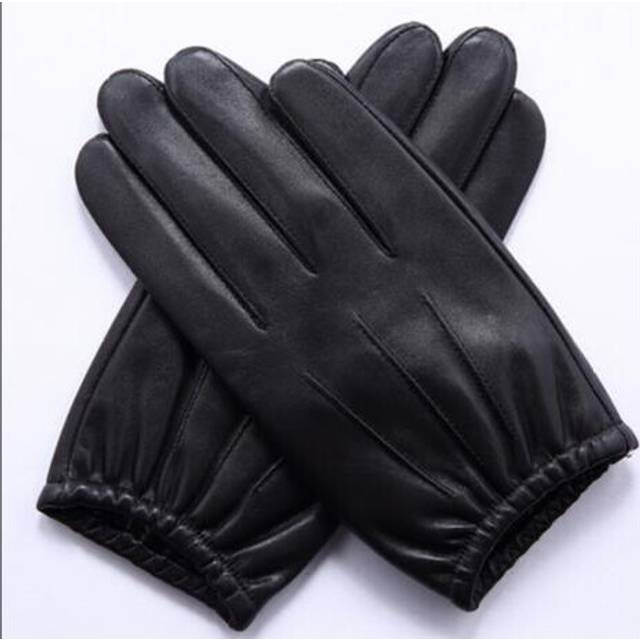 (L) 100% Sheep Skin Touch Screen Men Gloves Classic Style Pure Genuine Leather