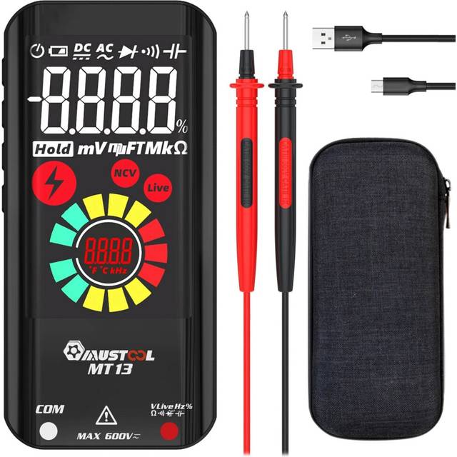 Mini Smart Multimeter with 3.2-inch Color Screen Digital 9999 Counts True RMS Multimeter