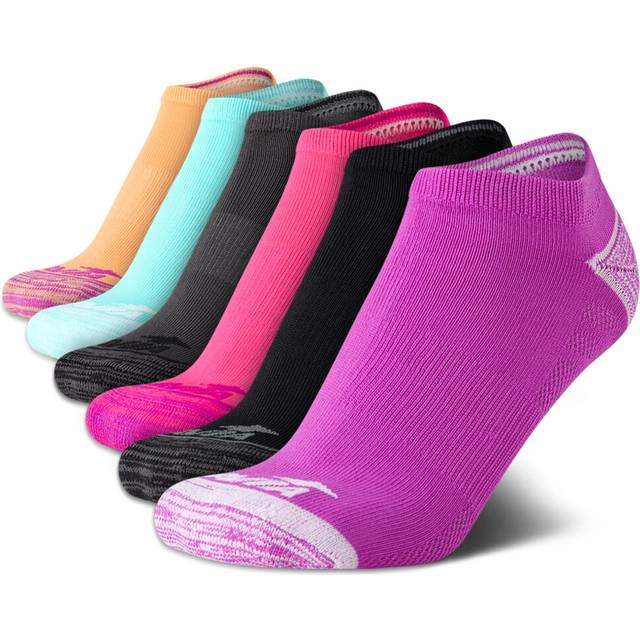 Avia Women's Pro Tech Performance Moisture Wicking Athletic No Show Socks (6 Pack)  Size 4-9  Bright Assorted