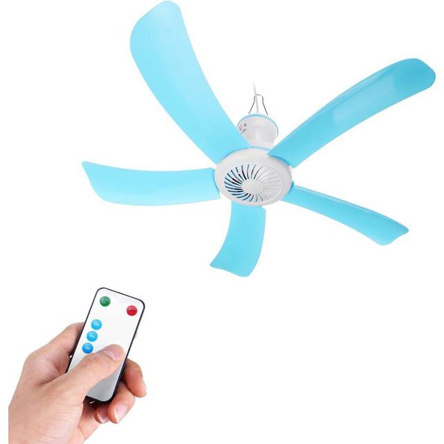 (With remote control) Portable 5 Blades Mini Ceiling Fan with Remote Control Hanging Summer Cooler Gift