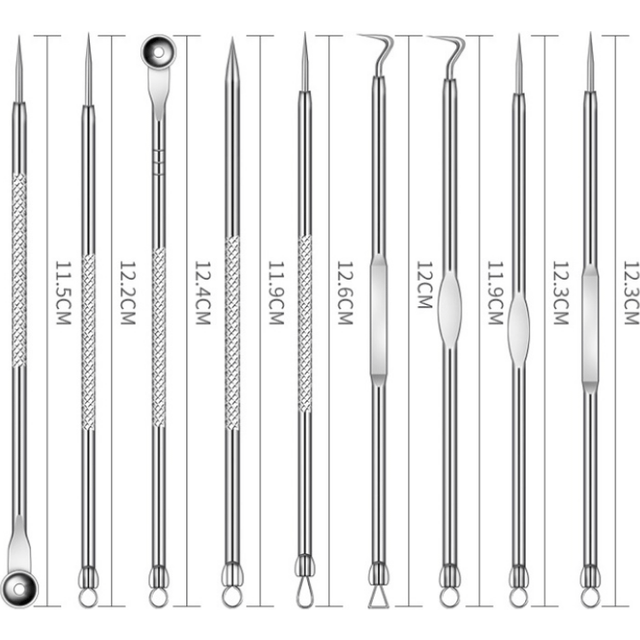 (9pcs) 9pcs Professional Blackhead Remover Tool Kit - Includes Gift Box