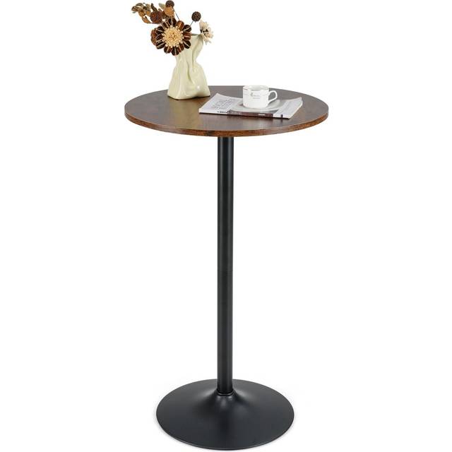 Round Top Pub and Bar Table with MDF Top and Base-1 Piece-Rustic Brown